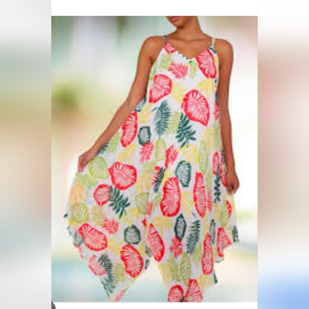 India Boutique Handkerchief Tropical Dress, One Size, RN#113002